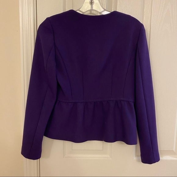 Loft Zipper Tulip Blazer Jacket in Purple Size 4P - Picture 2 of 6